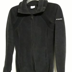 Columbia women's fleece jacket with ribbed bottom & cuffs, black medium 10-12